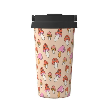 

Salouo 70s Mushroom Print Coffee Travel Mug Spill Proof with Lid-Stainless Steel Vacuum Insulated Tumbler - Thermos Cup for Keep Hot/Ice Coffee Tea and Beer