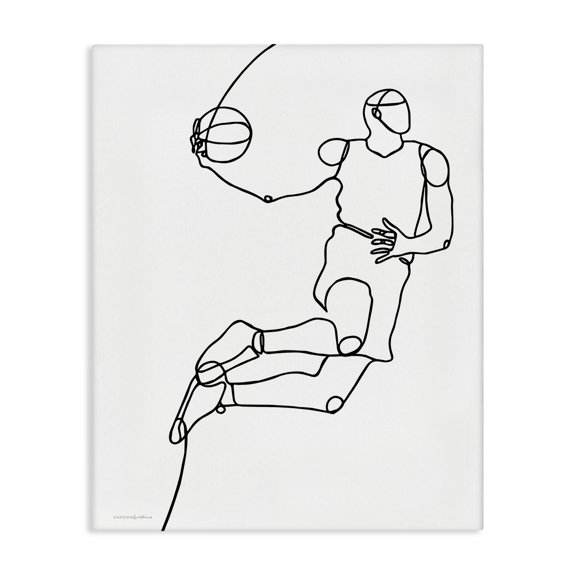 Stupell Industries Contemporary Simple Line Doodle Playing Basketball Sport Design Canvas Art, 16 x 20, by Kamdon Kreations