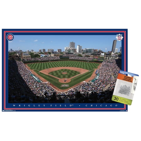 MLB Chicago Cubs – Wrigley Field 15 Wall Poster with Push Pins 14.725 x 22.375