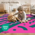 thumbnail image 4 of ODIKA 9'x12' Hot Pink Diagonal Striped Washable Area Rug Bold Contemporary Abstract Geometric With Zigzag Lines Dots Curved for Master Suite, California King, Under Bed, Non-Shedding, Easy Care, 4 of 7