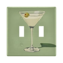 Yayeee Toggle Light Switch Wall Plate 2-Gang 4.56"x4.48" Decorative Outlet Cover, Light Green Martini