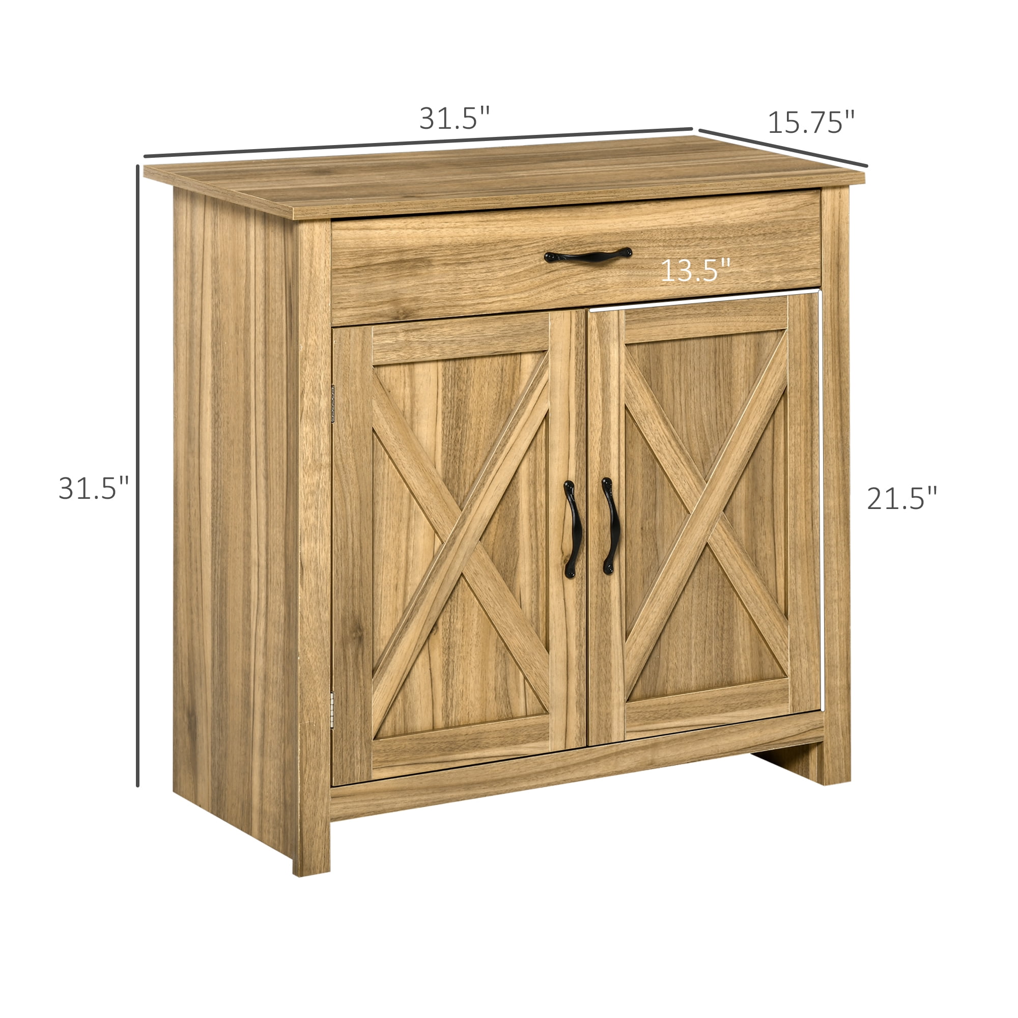 HOQBN Farmhouse Sideboard Cabinet with Barn Doors Kitchen Buffet Cabinet with Drawer and Adjustable Shelf Natural