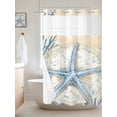 thumbnail image 6 of No Hook Shower Curtain with Snap in Liner, Blue Starfish Ocean Shell Coral Waterproof Bath Curtain Double Layers with See Through Top Window, Watercolor Marine Life Hotel Shower Curtains 36x72in, 6 of 9