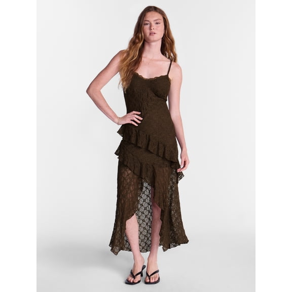 No Boundaries Lace Ruffle High Low Midi Dress, Women’s XXS-XXL