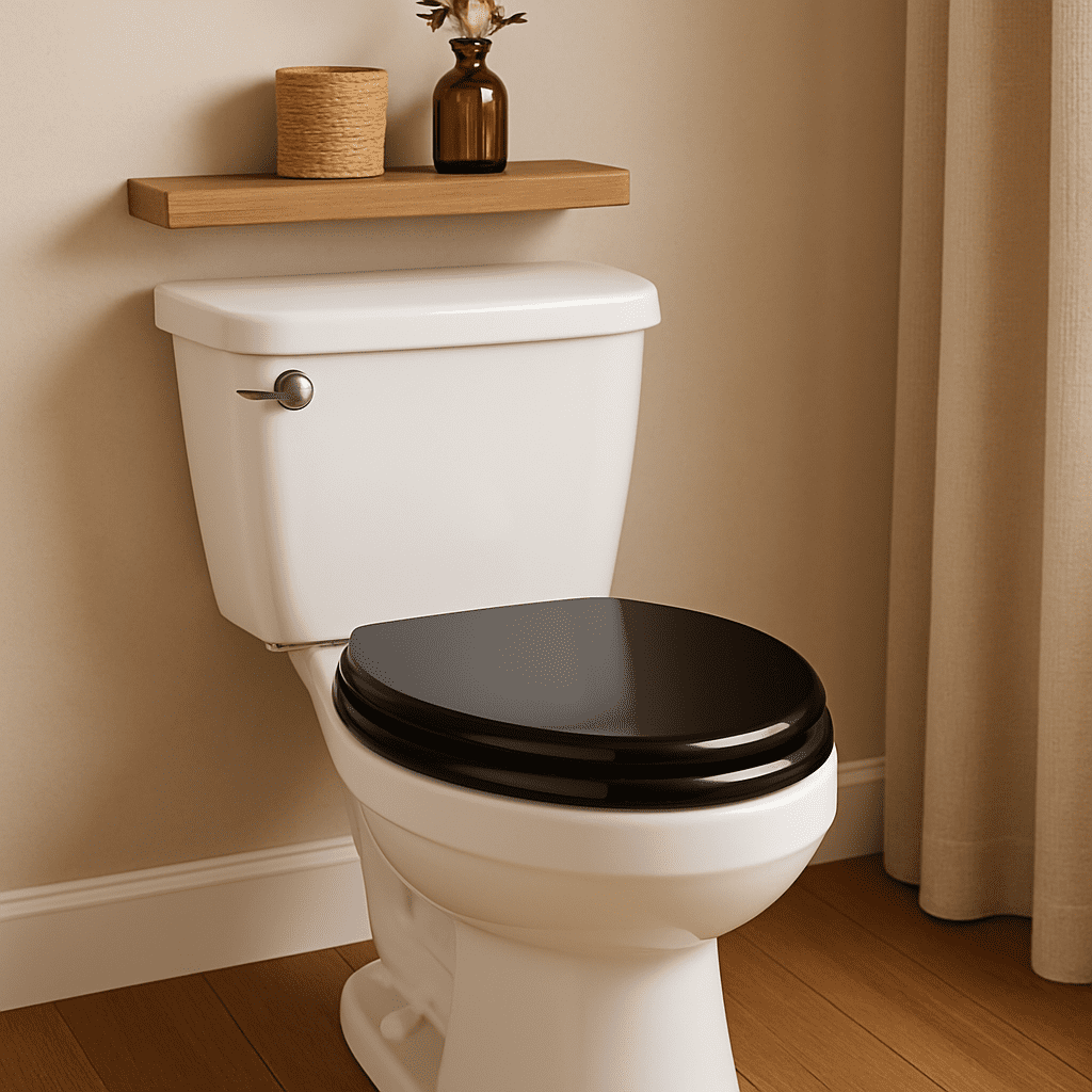 Design House Dalton Black Wood Elongated Soft Close Toilet Seat