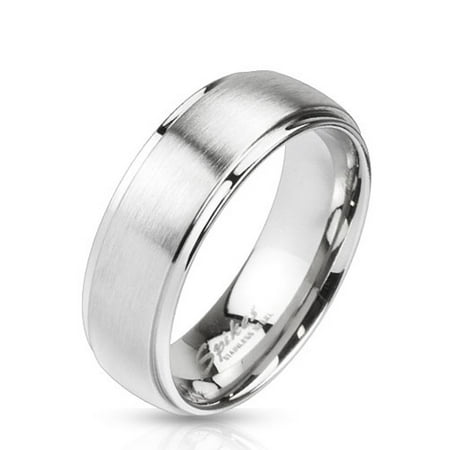 Brushed Metal Center Stainless Steel 316 Wedding Band Ring Size