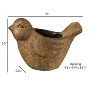 Classic Home 9 x 5 x 5.5 Bird Rust Cement Indoor Planter