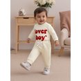 thumbnail image 5 of BemeyourBBs Baby Boy Spring Clothes Valentines Day Outfits Lover Boy Letter Embroidery Romper Solid Pants Set, 5 of 9