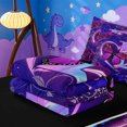 thumbnail image 5 of meiyoeat Colorful Neon Monogram D Zipper Full Size Comforter Sets with Fitted Sheet and 2 Pillowcases,Purple Flower Initial Print Zipper Bedding Set For Girl,Black Reversible,4-Piece, 5 of 7