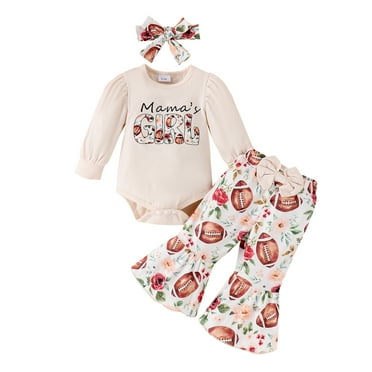 Baby Girl Outfits Toddler Kids Long Sleeve Cartoon Print Tops Pants 2Pcs Outfits Clothes Set Newborn Girl Clothes Beige 0 Months-3 Months
