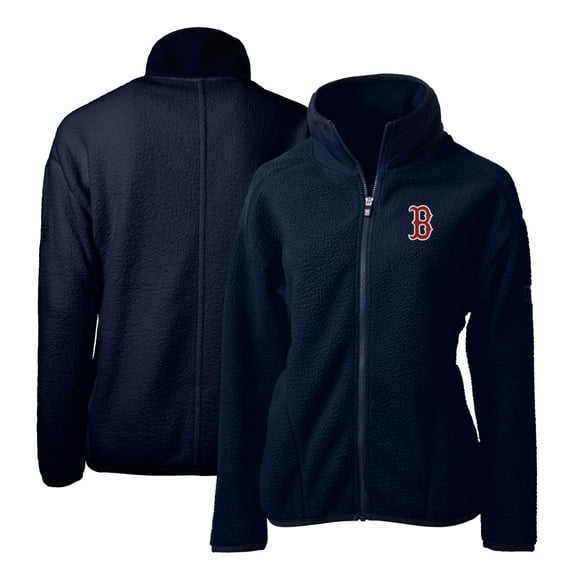 Women's Cutter & Buck Navy Boston Red Sox Cascade Eco Sherpa Fleece Full-Zip Jacket