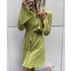 thumbnail image 3 of Vestido de manga larga con volantes, un solo pecho, encaje, diseño de solapa, vestido de mujer para el hogar, vacaciones, club, fecha, vacaciones, boda, verde, L, 3 of 8