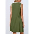 thumbnail image 6 of YOGAFOX Women's Summer Casual Beach Vacation Sleeveless Crewneck Mini Dresses(ArmyGreen,XL), 6 of 7