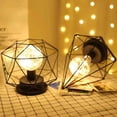 thumbnail image 2 of Vintage Table Lamp, Diamond/ Shaped Night Light Bulb, USB Retro Geometric Wire Industrial Bedside Desk Light Metal Cage Shade Lamp -, 2 of 6