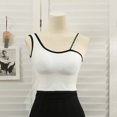 Sexy solid color crop tops sports spaghetti strap tanke top women built in  bra off shoulder sleeveless omighty camisole hot 