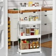 thumbnail image 2 of SOYO 4 Tier Slim Rolling Storage Cart Organizer, Mobile Shelving Unit Utility Cart Tower Rack for Kitchen Bathroom Laundry Narrow Places, White, 2 of 9