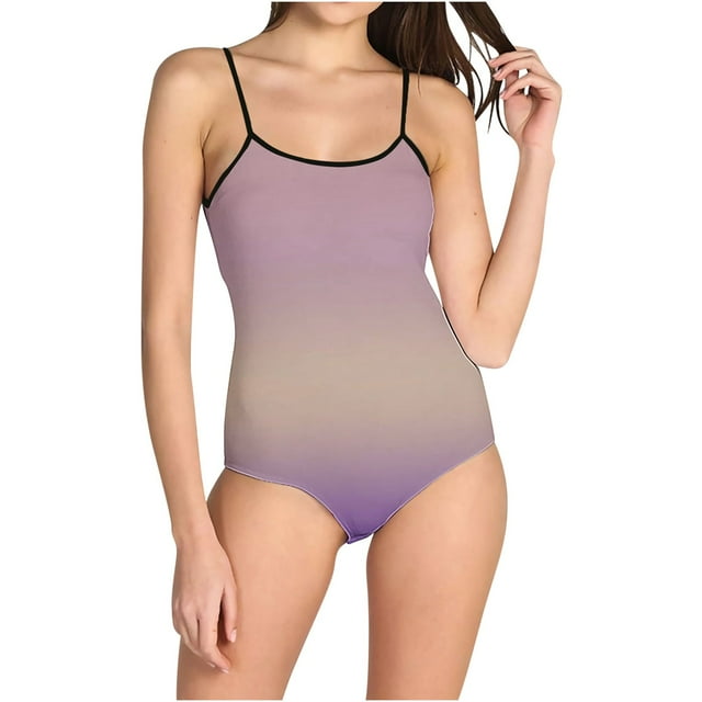 Womens Printed Backless Suspender Set Swimsuit Swimwear