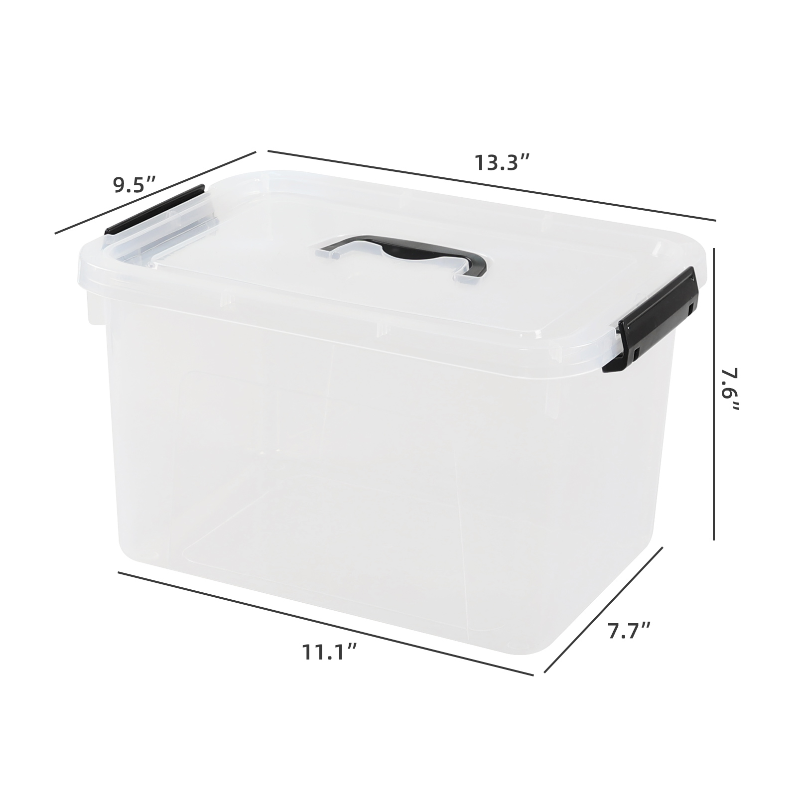 Hespama 4 Pack Clear Storage Bins with Handle, 12 Quart Plastic Lidded Organizer Box