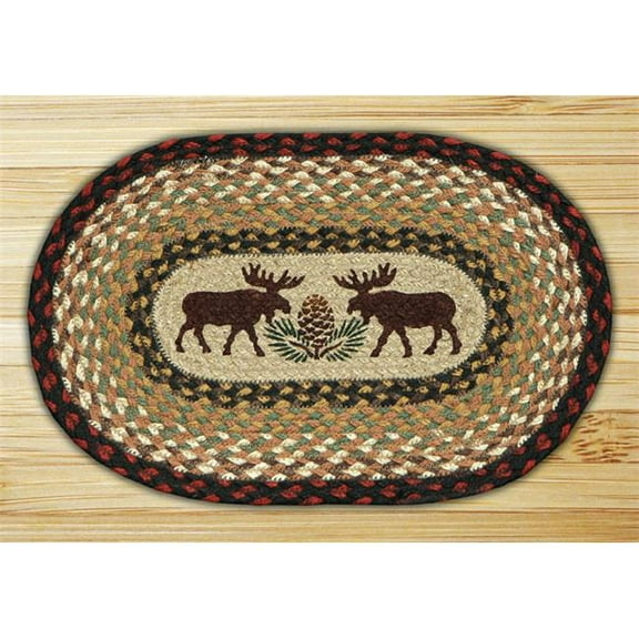 Earth Rugs 81-019MP Moose-Pinecone Printed Oval Swatch