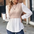 thumbnail image 5 of YDLCAFD T-Shirt Mode Décontractée pour Femmes Couleur Unie Col Rond Blouse Mode Blouse de Tempérament, 5 of 5