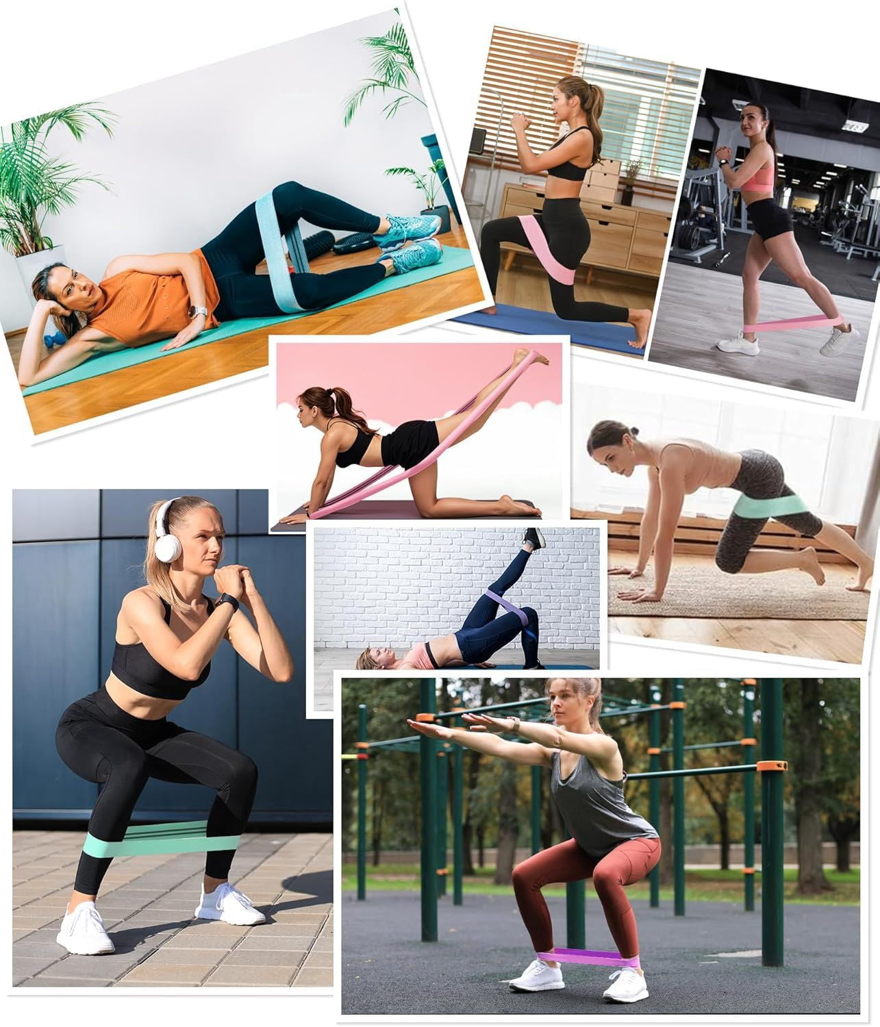 Fabric Resistance Bands - 6-Pack Set, 3*200CM,3*76CM Cloth Exercise Bands for Home Workout Strength Training, Yoga & Pilates | with Storage Bag
