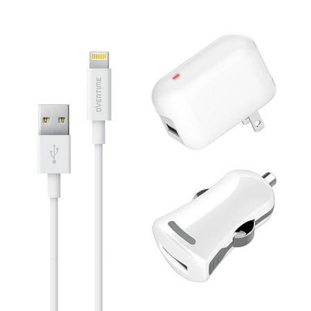Apple Home Charger Adapter and Lightning Cable with Car Charger - 2.4 Amp Dual Charger Kit with Rapid Charge Apple Lightning to USB Cable for iPhone iPad iPod - Smart Device Multi-Charger - (Best Level Tool App For Iphone)