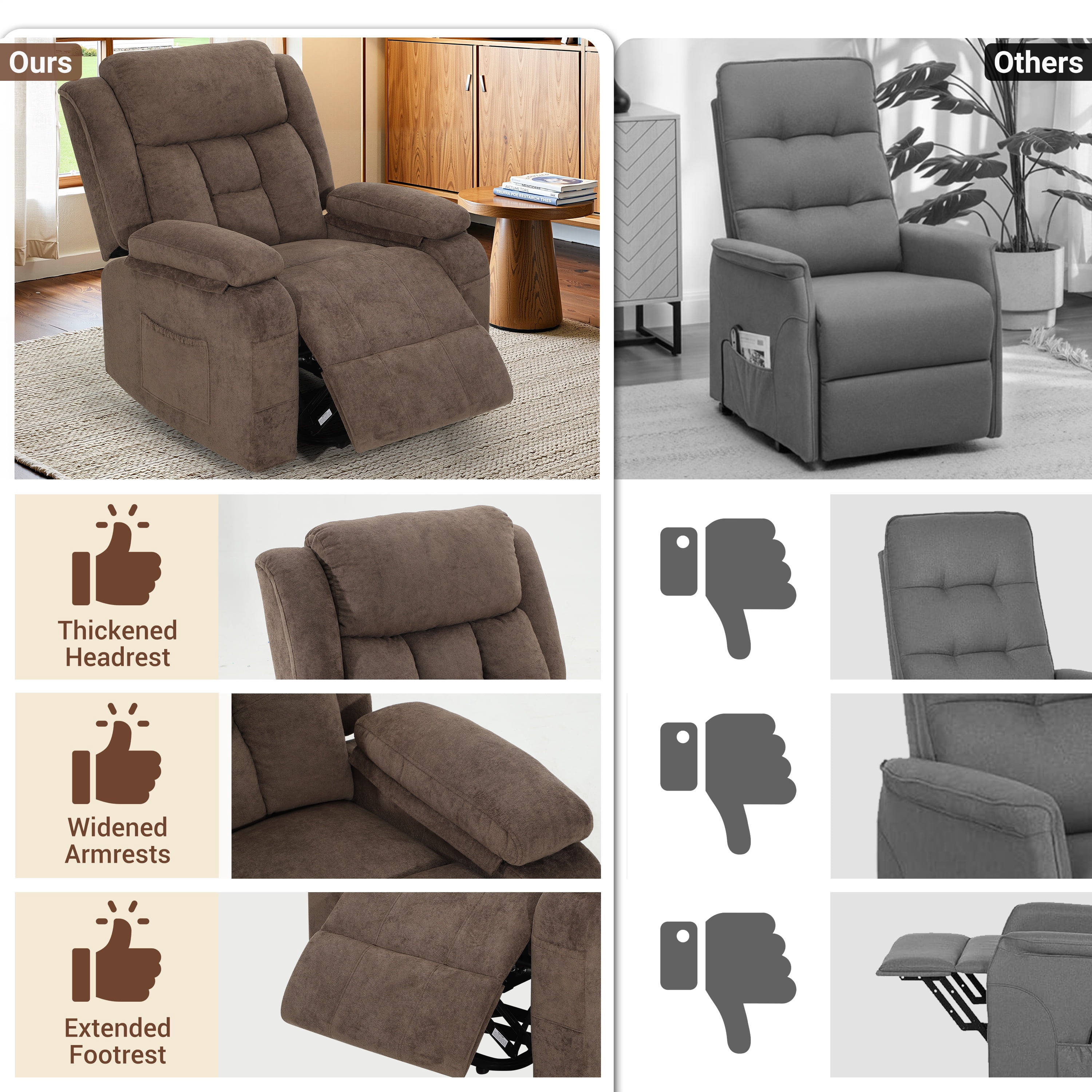 Power Lift Recliner Chair, UHOMEPRO Electric Lift Chair for Elderly with Remote Control, Stand Assist Recliner Chair for Living Room, 350 lbs Capacity, Brown