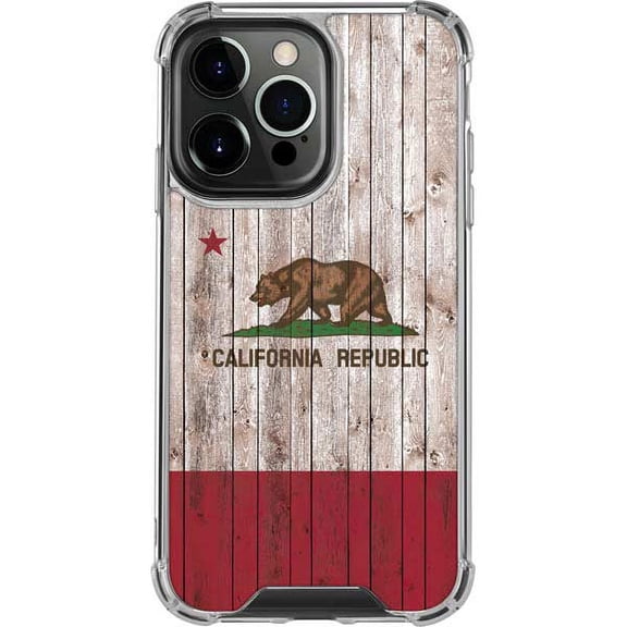 Skinit Countries of the World California Flag Dark Wood iPhone 13 Pro Clear Case