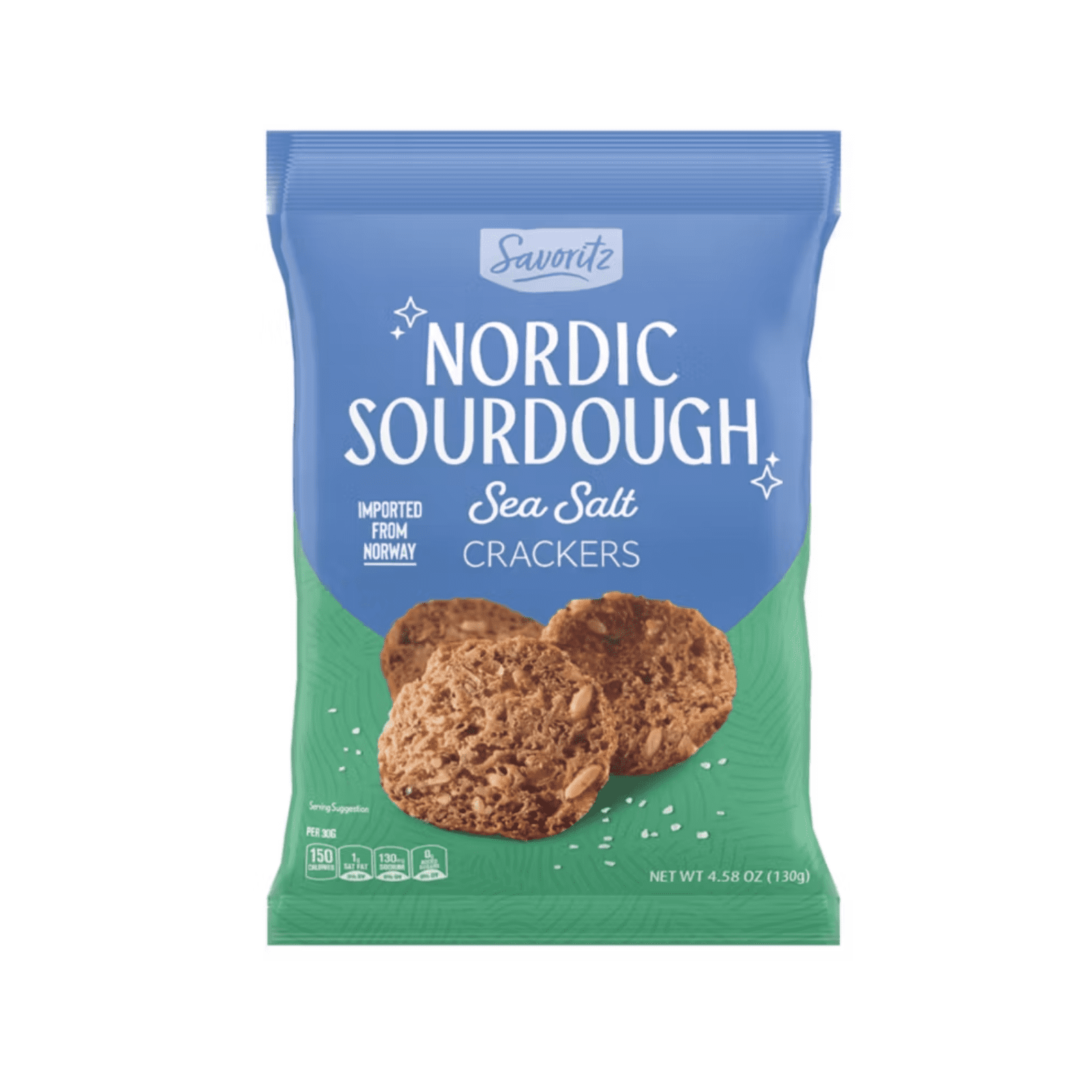 Savoritz Nordic Sourdough Sea Salt Crackers, 4.58 oz, 2 Pack + Bonus