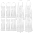 thumbnail image 3 of 10pcs Clear Transparent Tote Bags with Handles, Plastic Handheld Shopping Bags, Wedding, Wine, PVC Button Closure, 3 of 8