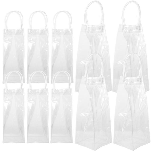 unbranded  10 PCS PVC Handbag Clear Cellophane Bags Handles Wine Tote Shopping Transparent