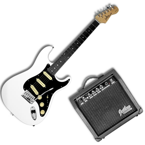 Paquete Guitarra Eléctrica Jethro Series By  Steelpro 023-SK Color Blanco Material del diapasón