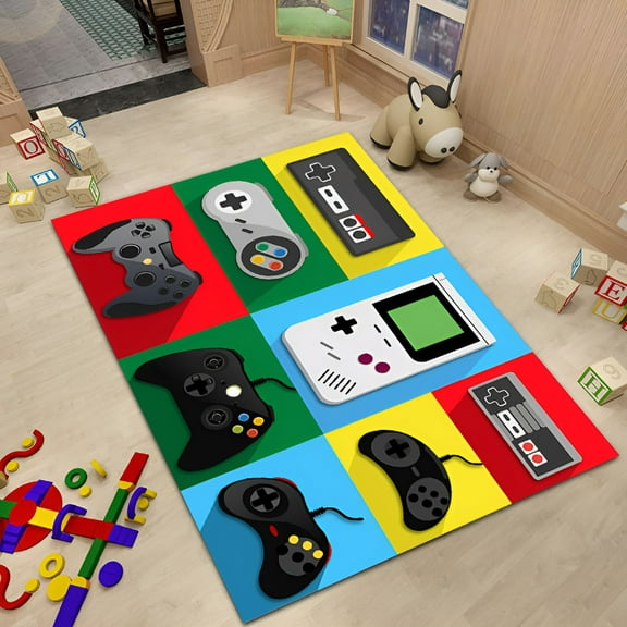 LAMIRO Gamer Rug for Boys Room Non-Slip 3D Cool Printed Gaming Rug for Boys Room,Game Room,Living Room Sofa Floor Mat