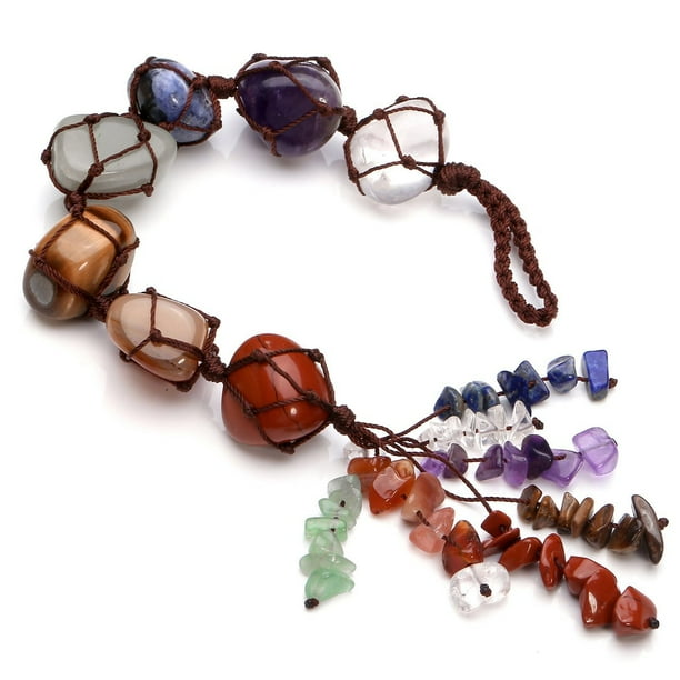 Jovivi Chakra Stones Set 7 Chakras Healing Crystals Wall Hanger Tumbled Gemstones Tassel Spiritual Meditation Hanging Ornament Window Ornament Feng Shui 7 Chakra Tumbled Stones Walmart Com Walmart Com