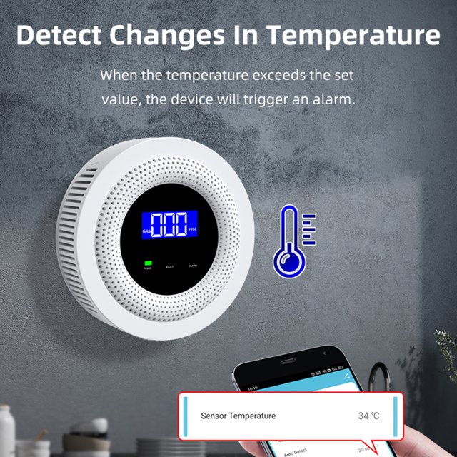Sensor De Fugas De Gas Detector de propano con pantalla Digital y Sensor de fugas de Gas Tuya para metano de biogás de Gas LPG