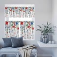thumbnail image 6 of 3 Piece Kitchen Curtains and Valances Set Blue Floral Cafe Curtains 24 Inch Length Red Flowers Country Leaves Rustic Plaid Valance & Tier Curtain for Living Room Bedroom Window 54"x18"+27"x24"*2, 6 of 6