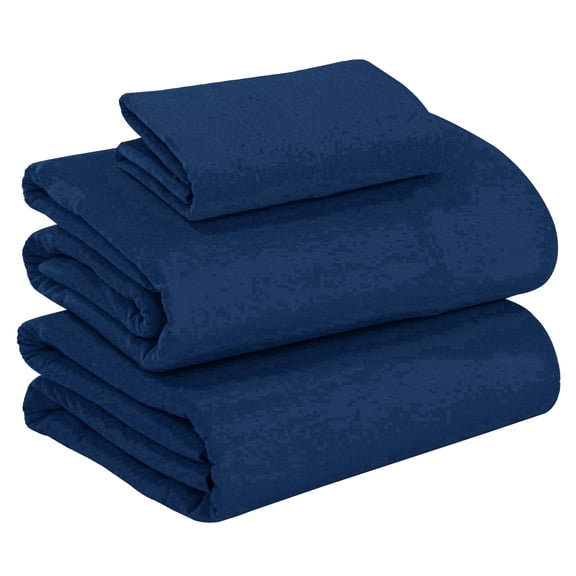 Ruvanti Flannel Sheets Twin XL Size - 100% Cotton Brushed Flannel Bed Sheet Sets - Deep Pockets 16 inches (Fits up to 18") - All Seasons Breathable & Super Soft - Warm & Cozy - 3 Pcs - Navy Blue