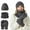 Grey, variant on MIASHUI Unisex Thick Warm Knit Hat, Scarf, and Gloves Three-Piece Set, Winter Scarf for Men and Women, Cold Weather Scarf Set Black
