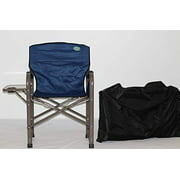 Heavy Duty High-Back Folding Director's Chair w/Side Table & Storage Bag - (Blue)
