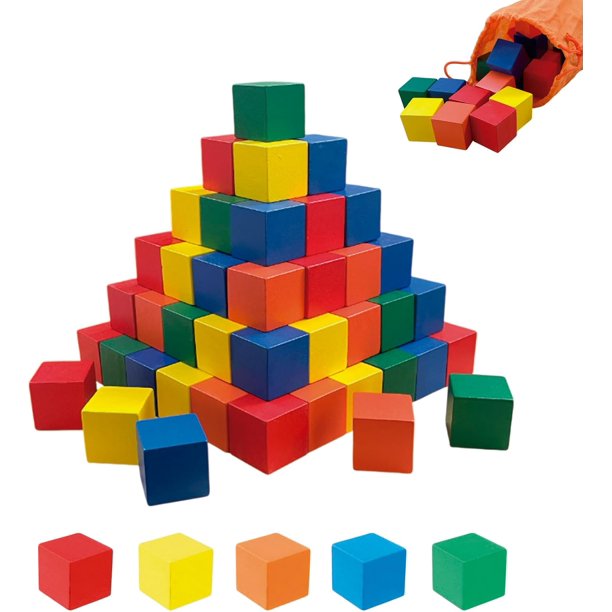 Vmingo Juguete Cubo de Colores Madera 2.5cm Apilable Didactico Matematicas Juego Patrones Colores Educativo Aprendizaje y Desarrollo Temprano Escolar Montessori Preescolar para Niños y Niñas | 30pzs