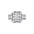 thumbnail image 2 of 14kt White Gold Womens Round Diamond Square Cluster Ring 1-1/2 Cttw, 2 of 4