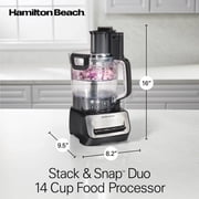 Hamilton Beach 14 Cup Food Processor with Stack & Snap Design and Extra 4-Cup Mini Bowl, Black