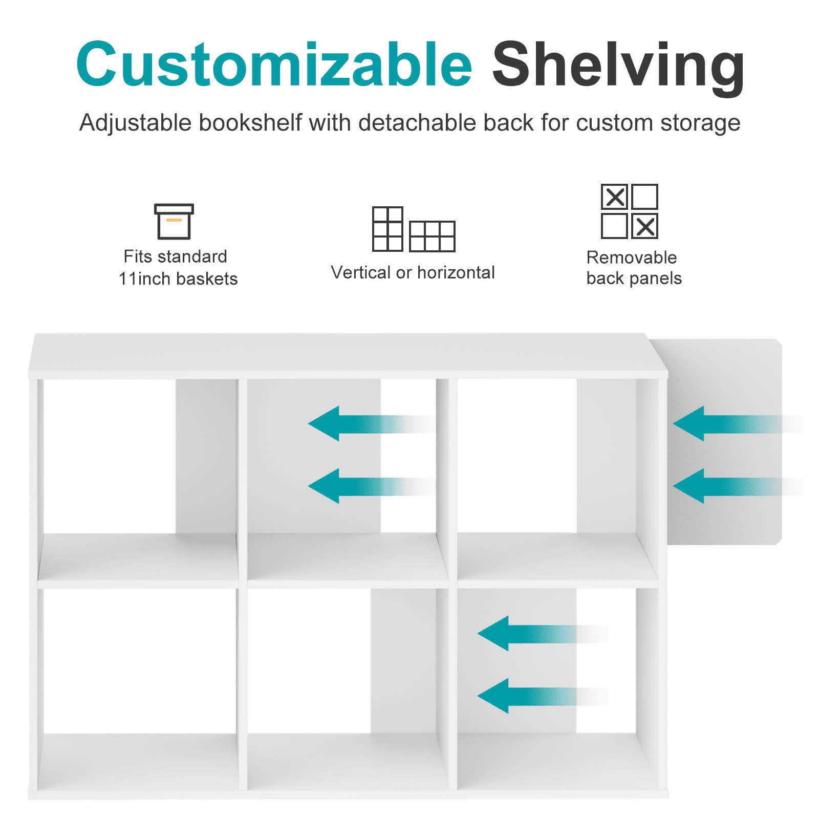 MAYEERTY Cube Storage Organizer Open Bookshelf Removable Back Panels