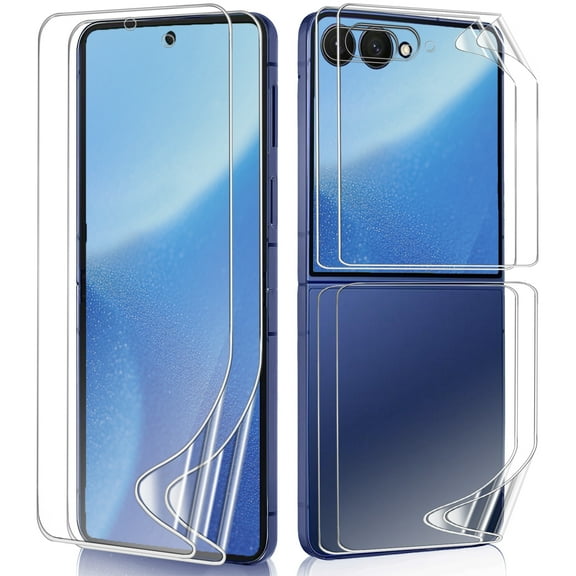 2 Sets Screen Protector for Samsung Galaxy Z Flip 7, (2 Main Screen and 2 Front Screen) Premium Folding TPU Soft Protective Film, Full Coverage for Galaxy Z Flip7,HD Clear Scratch Resistant