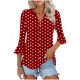 thumbnail image 4 of Kezqiaxn Blouses for Women Dressy Casual 3/4 Sleeve Loose Button Down Shirts V-Neck Summer Tops Fashion Clothing, 4 of 7
