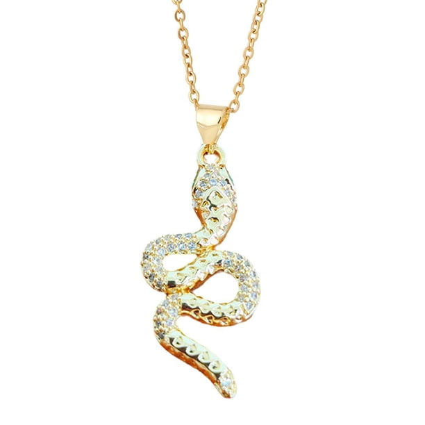 Collar con colgante de cadena de cristal con forma de serpiente de colores esmaltados para mujer a la moda, oferta V0 P2E8