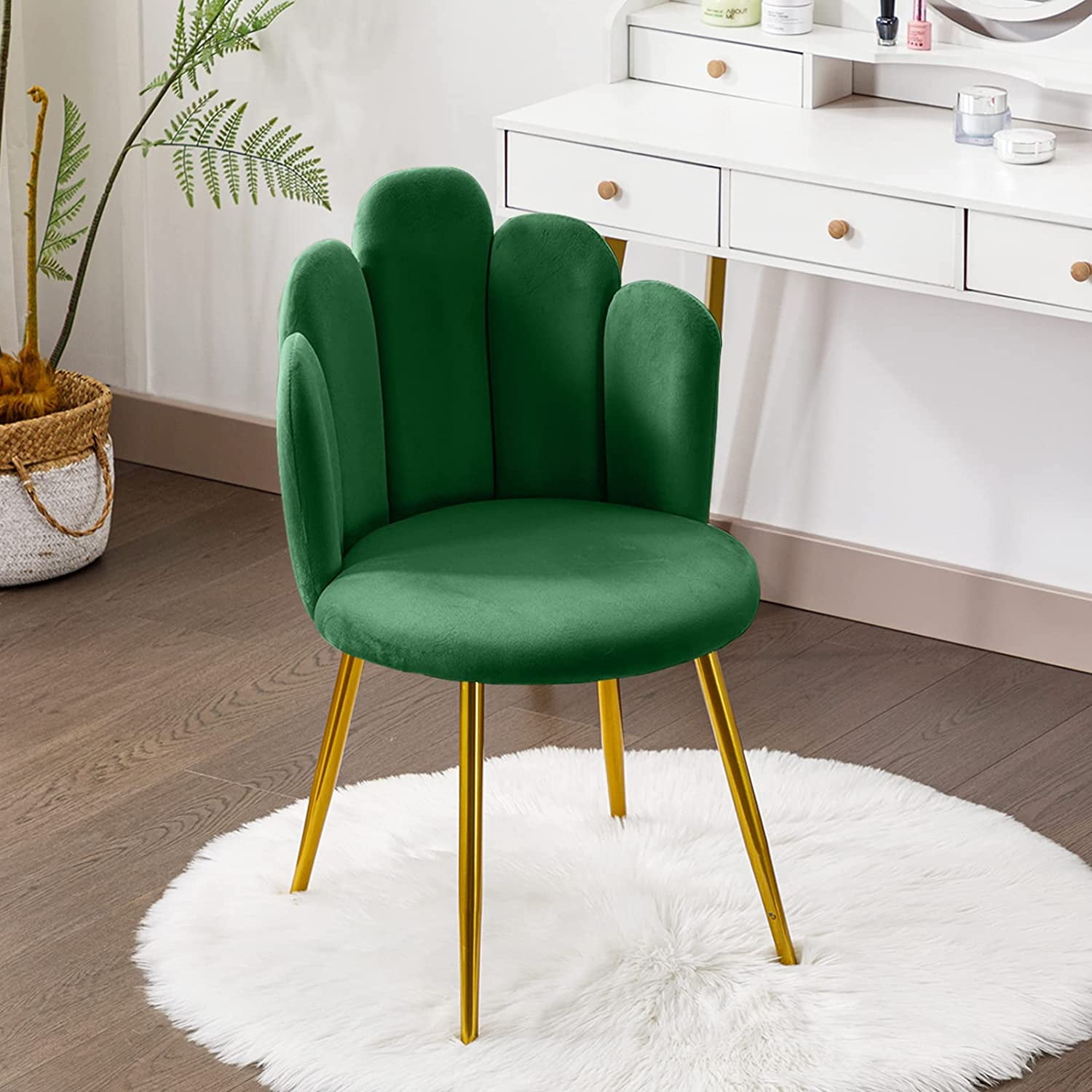 BOLLESI Vanity Chair for Makeup Room Vanity Chair with Back Velvet Chair with Gold Legs