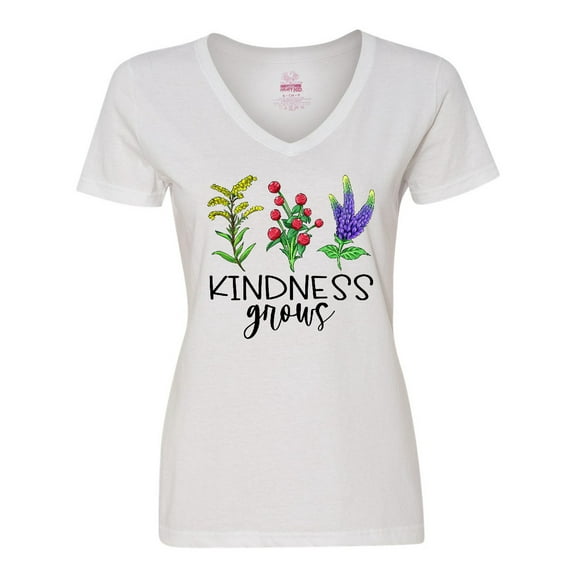 Inktastic Kindness Grows Wildflowers Women's V-Neck T-Shirt