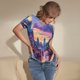 thumbnail image 3 of Fotbe Taxi Colorful Town Body de Mujer con Cuello Redondo y Mangas Cortas, Sin Mangas Ajustado, Suave, Cómodo y Básico-Large, 3 of 7