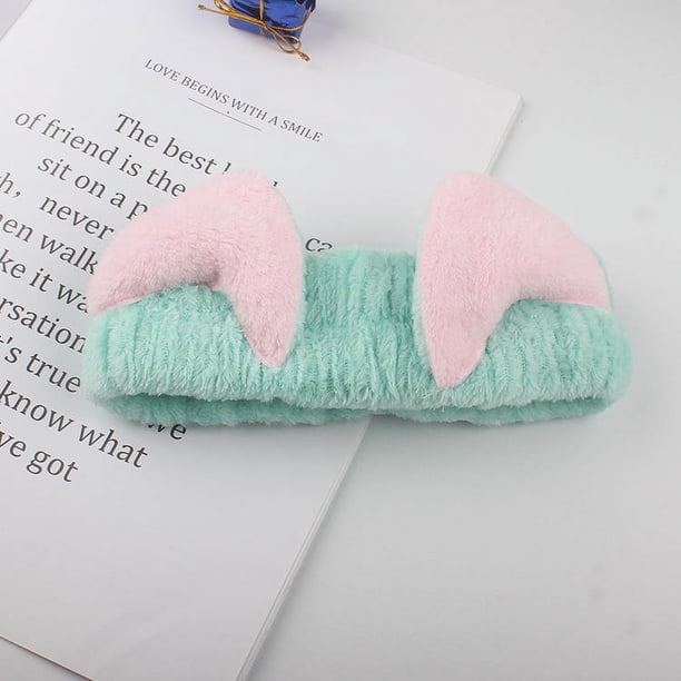 Bonita diadema con orejas de gato tridimensionales, accesorio para el baño, diadema para maquillaje facial